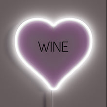 Load image into Gallery viewer, RGB Wine Sign Features Heart-Shaped Design with Vibrant Neon Accents
