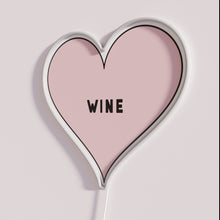 Load image into Gallery viewer, Romantic wine lover's heart lit up in vibrant color neon