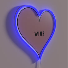 Load image into Gallery viewer, Glowing 'I Love Wine' heart sign with colorful RGB LED accents