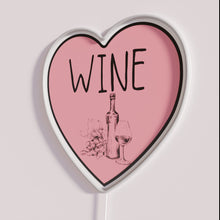 Load image into Gallery viewer, RGB neon sign with heart and wine love sentiment