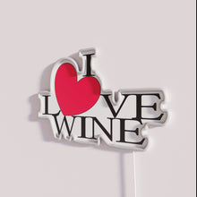 Load image into Gallery viewer, Love of fine wine depicted in red heart RGB neon art.