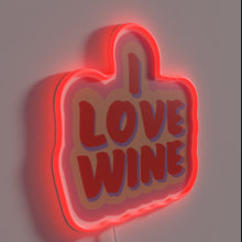 Load image into Gallery viewer, Eye-catching RGB neon sign expressing love for wine and good times.