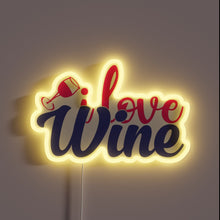 Load image into Gallery viewer, Vibrant I Love Wine Neon Sign with Color-Changing RGB Lights