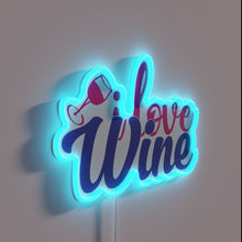 Load image into Gallery viewer, I love wine" colorful LED neon bar decor statement sign.