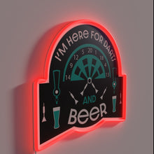 Load image into Gallery viewer, Neon dartboard decor for beer-loving gamers and party enthusiasts.