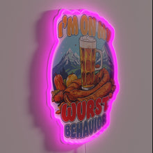 Load image into Gallery viewer, Octoberfest-inspired RGB neon sign featuring Oktoberfest-themed cheeky German beer pun