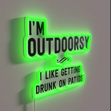 Load image into Gallery viewer, Outdoor enthusiast's patio party vibes with colorful glow LED neon sign.