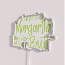 Load image into Gallery viewer, Eye-catching neon bar decor with humorous margarita-themed motivational quote sign.