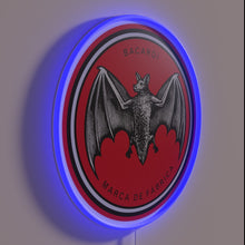 Load image into Gallery viewer, Colorful neon sign featuring Bacardi illustration in soft pastel hues.