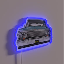 Load image into Gallery viewer, Vintage 1963 Chevy Impala LED neon sign with customizable color options.