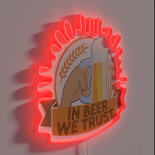 Load image into Gallery viewer, Vibrant Oktoberfest-inspired beer enthusiast decor with colorful neon accents lighting.