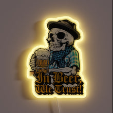 Load image into Gallery viewer, Metallic gothic skull beer sign with vibrant RGB LED lighting