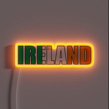 Load image into Gallery viewer, Ireland map outline illuminated in vibrant electric blue and green