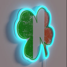 Load image into Gallery viewer, Luminous green Irish shamrock neon sign with vibrant RGB glow