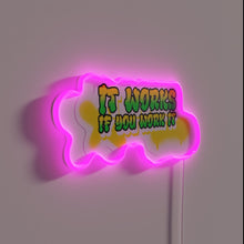 Load image into Gallery viewer, Neon motivational reminder sign with colorful 'work hard' message.