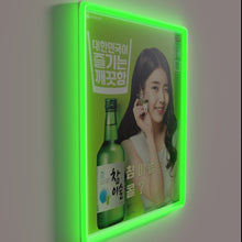 Load image into Gallery viewer, Neon IU Soju Bar Sign with Color-Changing RGB Lighting Effect.