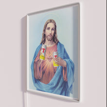 Load image into Gallery viewer, Vibrant RGB Neon Wall Sign Featuring Jesus and Tennents Lager Cans