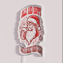 Load image into Gallery viewer, Brightly glowing neon beer lover's Christmas party decoration with Santa theme