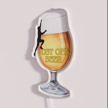 Load image into Gallery viewer, Neon bar decor with colorful 'Just One More' beer theme lighting