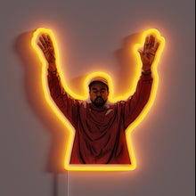 Load image into Gallery viewer, Customneon sign depicting a figure in a red sweatshirt and cap with both arms raised in celebration