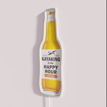 Load image into Gallery viewer, Customizable kayak-themed happy hour decor with colorful RGB neon lighting