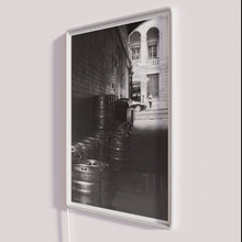 Load image into Gallery viewer, Vintage bar decor lighting with colorful Keg Alley sign ambiance.