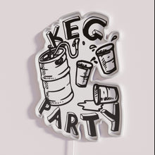 Load image into Gallery viewer, Vibrant neon party decor with colorful RGB keg lighting ambiance
