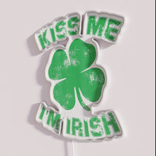 Load image into Gallery viewer, St. Patrick's Day Ireland themed vintage style kiss me shamrock neon sign
