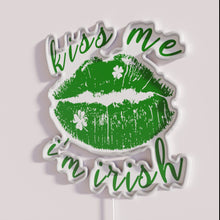 Load image into Gallery viewer, Whimsical Irish-themed RGB neon sign with playful Kiss Me design