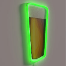 Load image into Gallery viewer, Luminous Lager Beer Sign with Vibrant Red Green Neon Lights