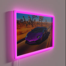 Load image into Gallery viewer, Lamborghini-inspired desert road with vibrant RGB neon lighting ambiance