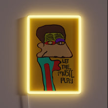 Load image into Gallery viewer, Colorful LED neon sign with 'Let The Music Play' design.