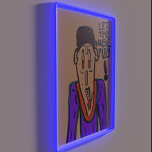 Load image into Gallery viewer, Let the Music Play Vibrant Neon Wall Sign in Color.
