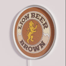 Load image into Gallery viewer, RGB Neon Bar Sign with Lion Design Pattern Brown Coasters