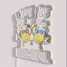 Load image into Gallery viewer, RGB Neon Sign Decorative Quote 'Life is Brewtiful' Short Funny