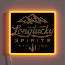Load image into Gallery viewer, Vibrant RGB neon sign featuring Longtucky Spirits logo and branding.