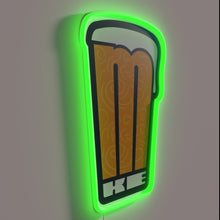 Load image into Gallery viewer, Colorful Milwaukee-themed neon sign featuring swirling rainbow pint glass design.