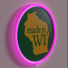 Load image into Gallery viewer, Made in Wisconsin Handcrafted Green Circle RGB Neon Sign Artwork
