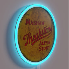 Load image into Gallery viewer, Authentic Masham Theakstons Beer Sign with Triangular Neon Art Design