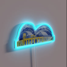 Load image into Gallery viewer, Vibrant neon illumination of Milwaukee's iconic baseball stadium architecture.