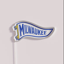 Load image into Gallery viewer, Add retro charm with vibrant Milwaukee Pennant Blue neon lighting