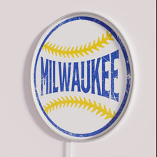Load image into Gallery viewer, Brighten your sports-themed decor with vibrant Milwaukee baseball neon signage.