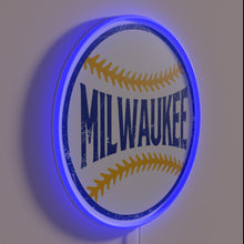 Load image into Gallery viewer, Vintage Milwaukee Baseball Clubhouse Style Blue LED Neon Bar Sign Decor