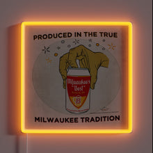 Load image into Gallery viewer, Authentic Milwaukee-themed beer sign with vibrant RGB neon accents