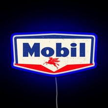 Load image into Gallery viewer, Mobil oil Vintage sign logo 1950 RGB neon sign blue