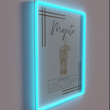 Load image into Gallery viewer, Mojito cocktail art in vibrant RGB neon light glow