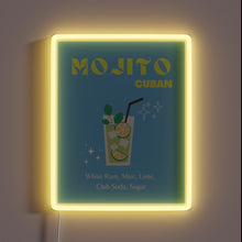 Load image into Gallery viewer, Cocktail Bar Decor Mojito Sign in Vibrant Neon Blue Accents