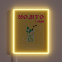 Load image into Gallery viewer, Vintage inspired mojito cocktail bar decorative illuminated wall art sign.
