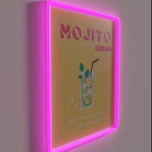 Load image into Gallery viewer, Vintage yellow neon mojito cocktail art decorative bar pub sign