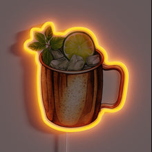 Load image into Gallery viewer, Colorful neon sign featuring Moscow Mule cocktail sketch design.